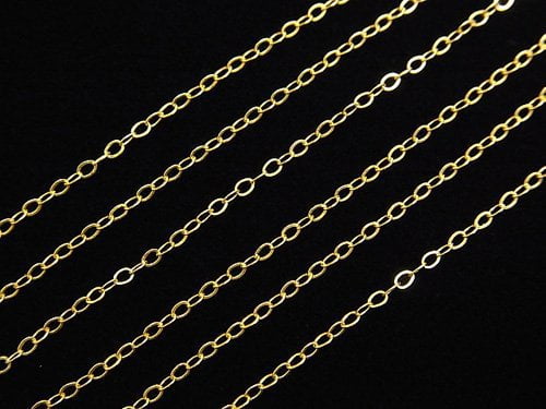 14KGF Flat Cable Chain Approx. 1.3mm width 10cm