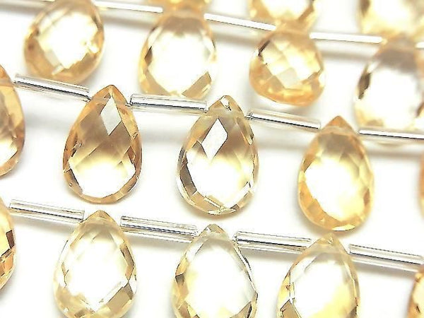 [Video]High Quality Citrine AAA Pear shape Faceted Briolette 12x8mm half or 1strand (12pcs )