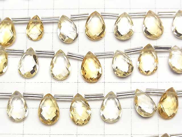 [Video]High Quality Citrine AAA Pear shape Faceted Briolette 12x8mm half or 1strand (12pcs )