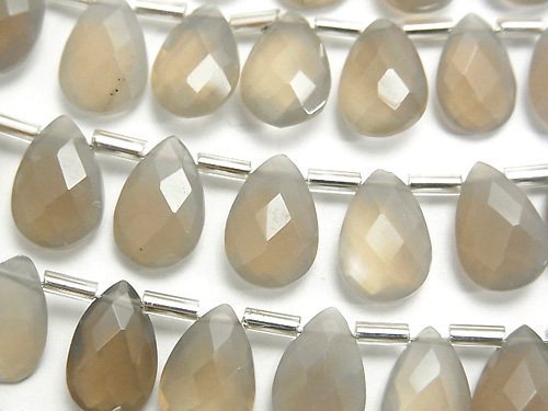 Faceted Briolette, Onyx, Pear Shape Gemstone Beads