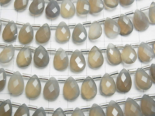 High Quality Gray Onyx AAA Pear shape Faceted Briolette 12 x 8 mm half or 1 strand (15 pcs)