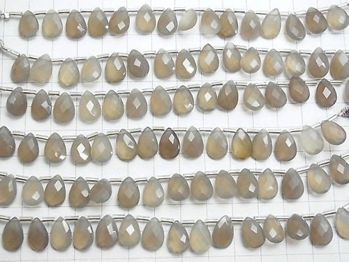 High Quality Gray Onyx AAA Pear shape Faceted Briolette 12 x 8 mm half or 1 strand (15 pcs)