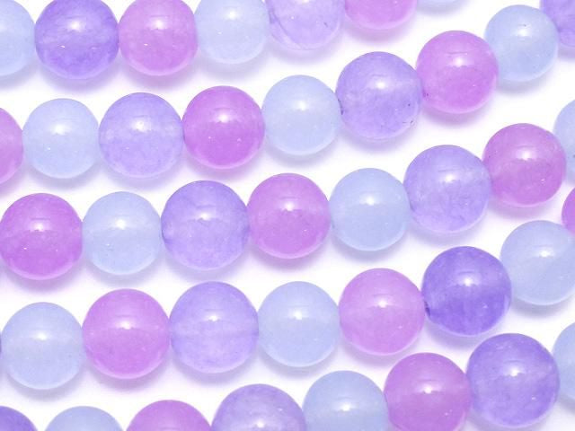 三色混彩玉石圓珠 6mm 紫色 一串 (約 15 英寸/36 公分)