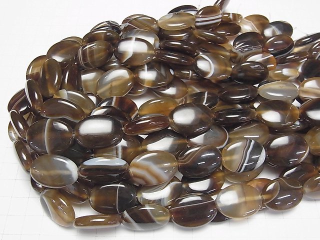 [Video]Brown Stripe Agate AAA Oval 25x18mm half or 1strand beads (aprx.14inch/34cm)