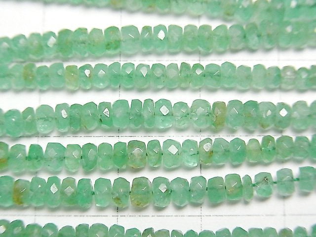 [Video] Top Quality Colombia Emerald AAAA Faceted Button Roundel 1/4 or 1strand beads (aprx.15 inch / 38 cm)