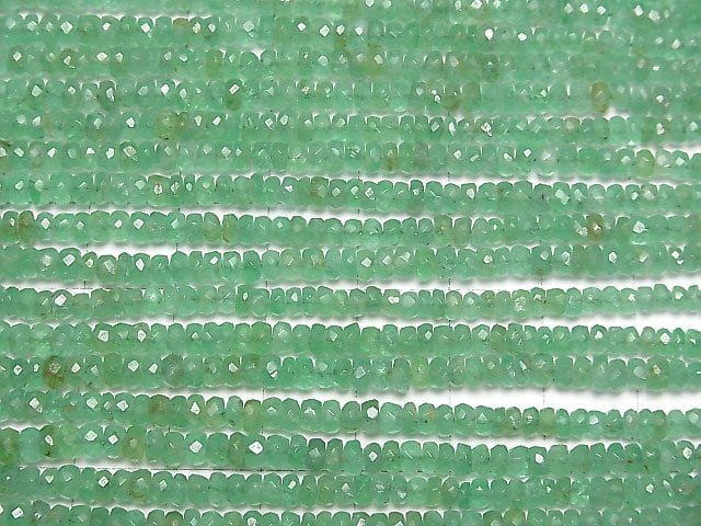 [Video] Top Quality Colombia Emerald AAAA Faceted Button Rondelle 1/4 or 1strand beads (aprx.15 inch / 38 cm)
