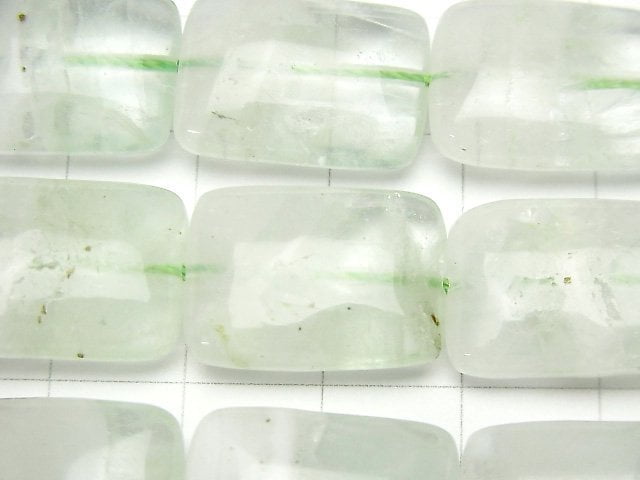 [Video] Green Fluorite Quartz Rectangle 18x13x7mm half or 1strand beads (aprx.15inch / 36cm)