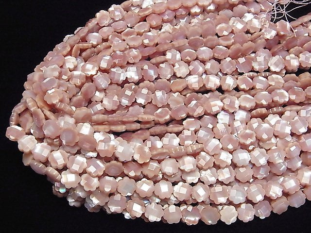 [Video] High Quality Pink Shell Flower (Faceted )10x10x4mm half or 1strand beads (aprx.15inch/37cm)