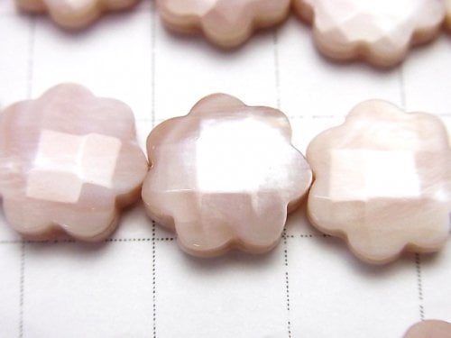 High quality Pink Shell Flower (Faceted) 12 x 12 x 4 mm half or 1 strand beads (aprx.15 inch / 38 cm)