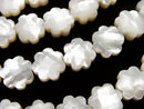 [Video] High-quality White Shell Flower (Faceted) 10x10mm 1/4 or 1-strand beads (approx. 15 inches/38 cm)