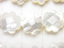[Video] High-quality White Shell Flower (Faceted) 10x10mm 1/4 or 1-strand beads (approx. 15 inches/38 cm)