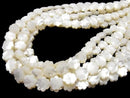 [Video] High-quality White Shell Flower (Faceted) 10x10mm 1/4 or 1-strand beads (approx. 15 inches/38 cm)