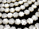 High-quality white shell flower (faceted) 12x12x4mm half or 1-strand beads (approx. 15 inches/38 cm)
