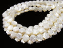 High-quality white shell flower (faceted) 12x12x4mm half or 1-strand beads (approx. 15 inches/38 cm)