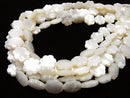 High quality White Shell Flower (Faceted) 15 x 15 x 4 mm half or 1 strand beads (aprx.15 inch / 37 cm)