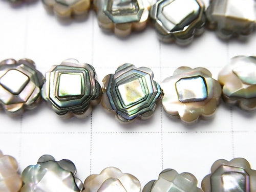Abalone Shell Flower (Faceted) 8 x 8 x 4 mm 1/4 or 1strand beads (aprx.15 inch / 38 cm)