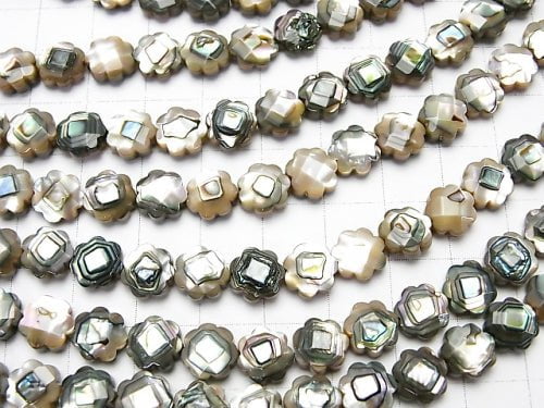 Abalone Shell Flower (Faceted) 8 x 8 x 4 mm 1/4 or 1strand beads (aprx.15 inch / 38 cm)