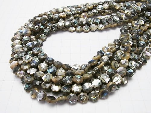 Abalone Shell Flower (Faceted) 8 x 8 x 4 mm 1/4 or 1strand beads (aprx.15 inch / 38 cm)