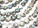Abalone Shell Flower (Faceted) 12 x 12 x 3 mm 1/4 or 1strand beads (aprx.15 inch / 38 cm)
