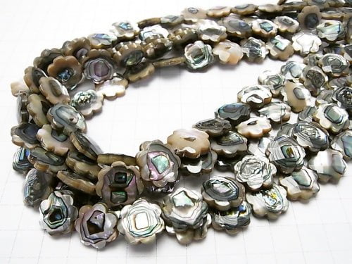 Abalone Shell Flower (Faceted) 15 x 15 x 4 mm 1/4 or 1strand beads (aprx.15 inch / 38 cm)