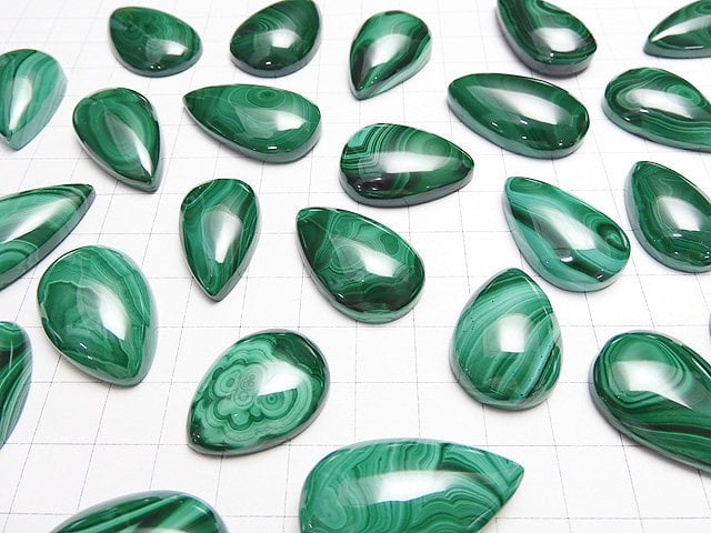 [Video] Malachite AAA Pear shape Cabochon Size Mix 3pcs