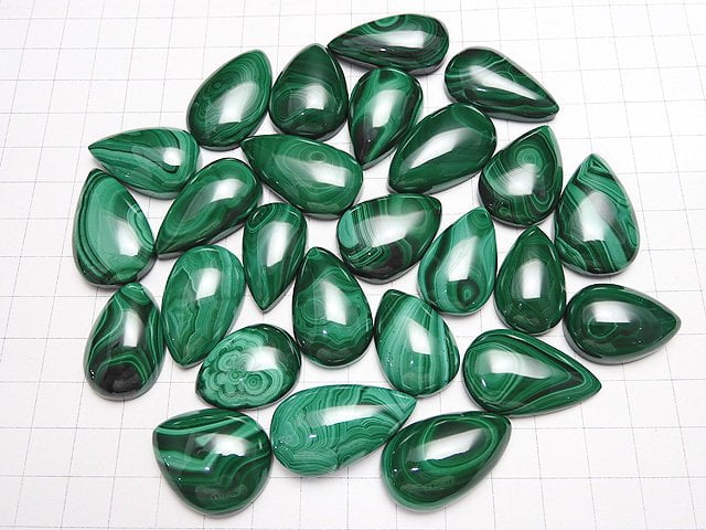 [Video] Malachite AAA Pear shape Cabochon Size Mix 3pcs