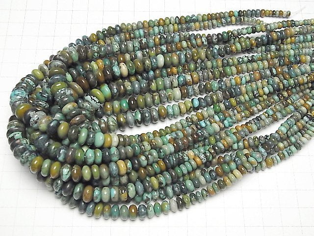 Turquoise AA + Roundel size gradation half or 1strand beads (aprx.15inch / 38cm)