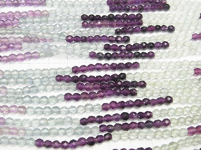 [Video]1strand $15.99!  Fluorite AAA - 32 Faceted Round 4 mm color gradation 1 strand beads (aprx.15 inch / 37 cm)