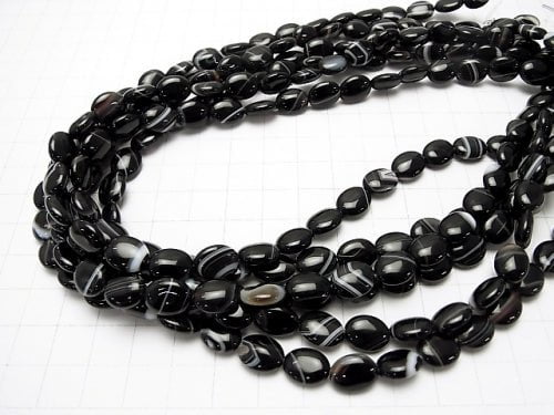 1strand $9.79!  Stripe Onyx Oval 10x8x4mm 1strand beads (aprx.15inch / 37cm)