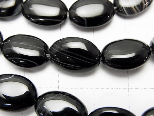 [Video] Stripe Onyx Oval 14x10x4mm 1strand beads (aprx.15inch / 36cm)