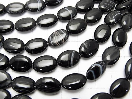 [Video] Stripe Onyx Oval 14x10x4mm 1strand beads (aprx.15inch / 36cm)