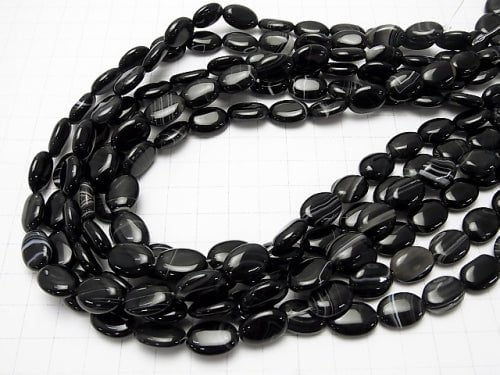 [Video] Stripe Onyx Oval 14x10x4mm 1strand beads (aprx.15inch / 36cm)