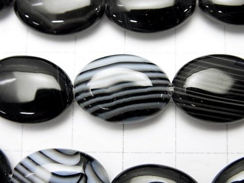 [Video] Stripe Onyx Oval 18 x 13 x 6 mm half or 1 strand beads (aprx.15 inch / 36 cm)