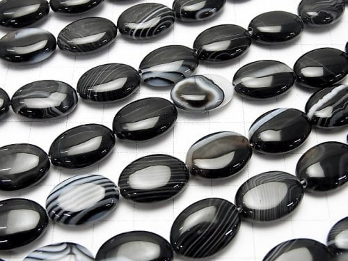 [Video] Stripe Onyx Oval 18 x 13 x 6 mm half or 1 strand beads (aprx.15 inch / 36 cm)