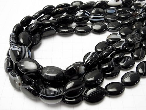 [Video] Stripe Onyx Oval 18 x 13 x 6 mm half or 1 strand beads (aprx.15 inch / 36 cm)