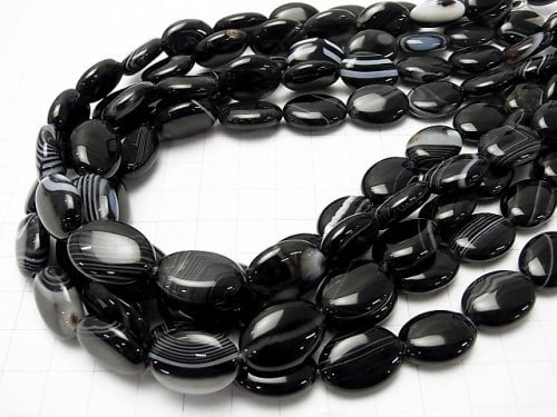 Stripe Onyx Oval 18 x 13 x 6 mm half or 1 strand beads (aprx.15 inch / 36 cm)