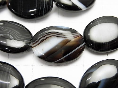 Stripe Onyx Oval 20 x 15 x 6 mm half or 1 strand beads (aprx. 14 inch / 35 cm)