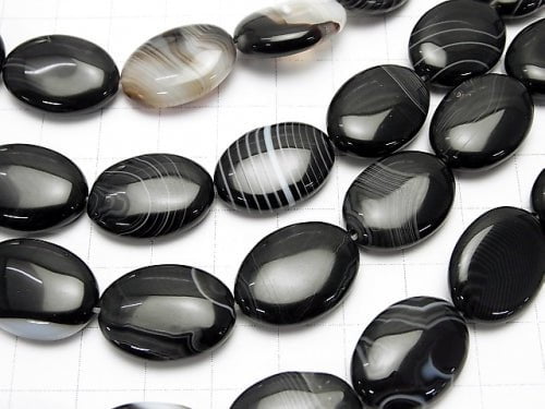 [Video] Stripe Onyx Oval 20 x 15 x 6 mm half or 1 strand beads (aprx. 14 inch / 35 cm)