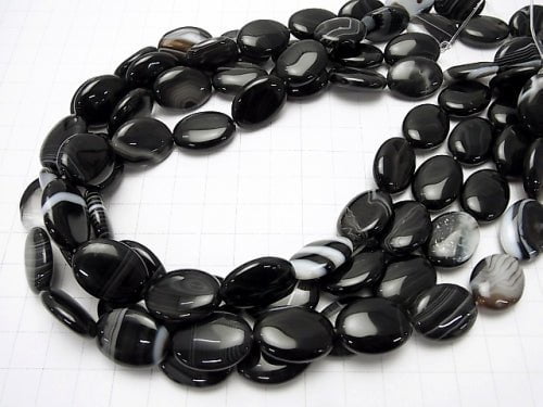 [Video] Stripe Onyx Oval 20 x 15 x 6 mm half or 1 strand beads (aprx. 14 inch / 35 cm)
