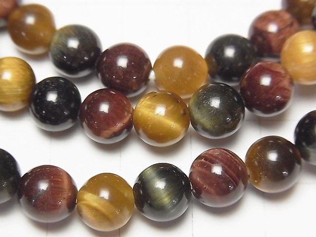 [Video] 1strand $6.79!  Tiger's Eye AAA 3 color mix Round 8mm 1strand (Bracelet)