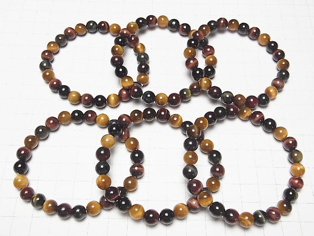 [Video] 1strand $6.79!  Tiger's Eye AAA 3 color mix Round 8mm 1strand (Bracelet)