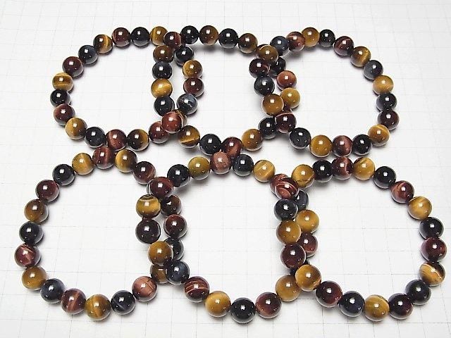 [Video] Tiger's Eye AAA - 3-Color Mix Round 10mm Bracelet