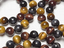 [Video] 1strand $9.79!  Tiger's Eye AAA - 3 color mix Round 12 mm 1strand (Bracelet)