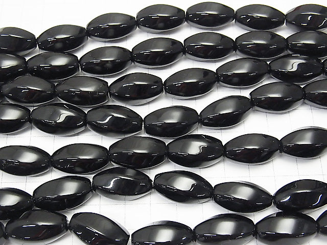Onyx  Rice 6Faceted Faceted Twist 22x12x12mm half or 1strand beads (aprx.15inch/38cm)