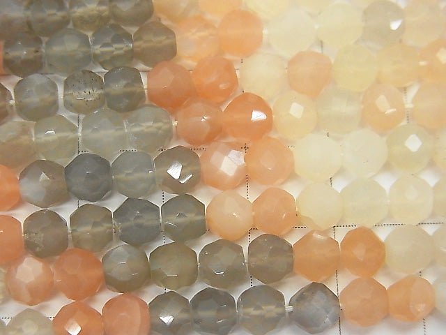 [Video] High Quality Multicolor Moonstone AAA Faceted Round 5mm 1strand beads (aprx.15inch / 36cm)