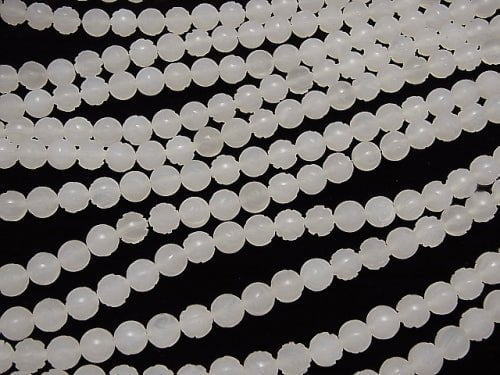 White Chalcedony AAA Round Rose Cut 8mm half or 1strand beads (aprx.14inch/35cm)