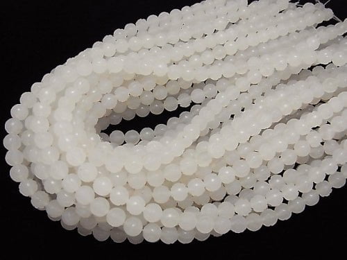 White Chalcedony AAA Round Rose Cut 8mm half or 1strand beads (aprx.14inch/35cm)