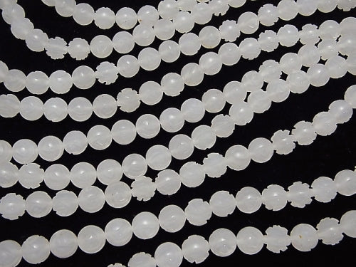 White Chalcedony AAA Round Rose Cut 10mm half or 1strand beads (aprx.14inch/35cm)