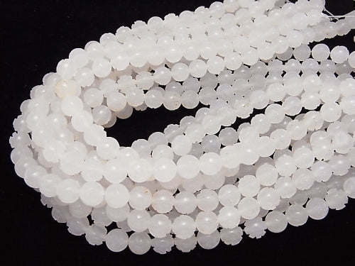 White Chalcedony AAA Round Rose Cut 10mm half or 1strand beads (aprx.14inch/35cm)