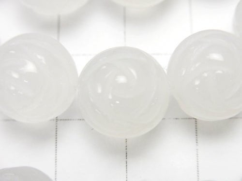 White Chalcedony AAA Round Rose Cut 12 mm half or 1 strand beads (aprx. 14 inch / 35 cm)